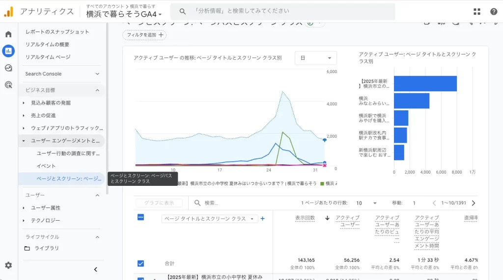 ページごとのアクセス数