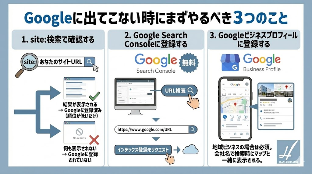 Googleに出てこない時にまずやるべき3つのこと