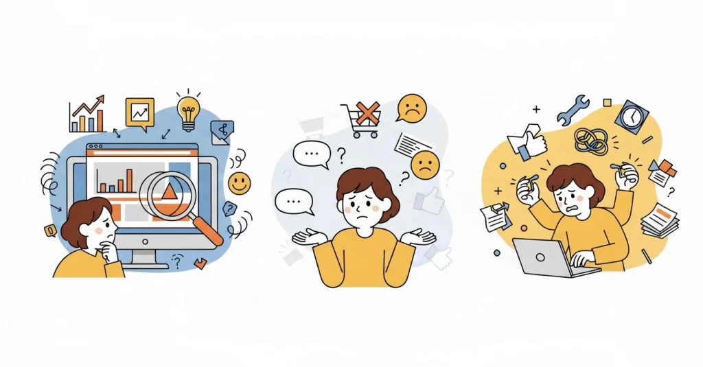 多くの担当者が困っていること：3つの悩み