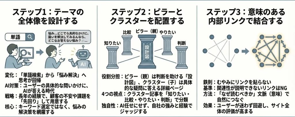 記事を束ねる具体的な3つのステップ