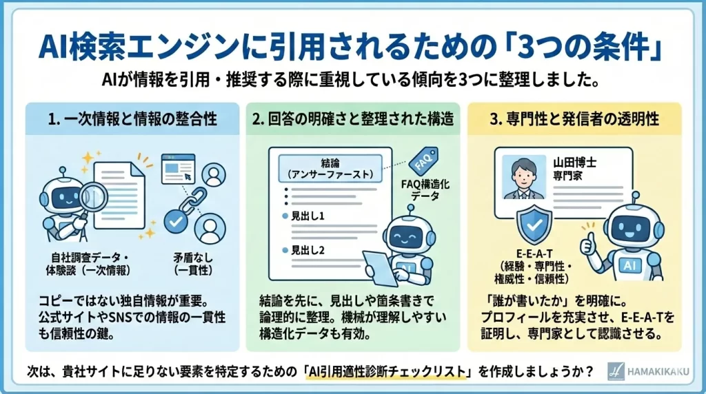 AIが回答に選ぶサイトの3つの条件
